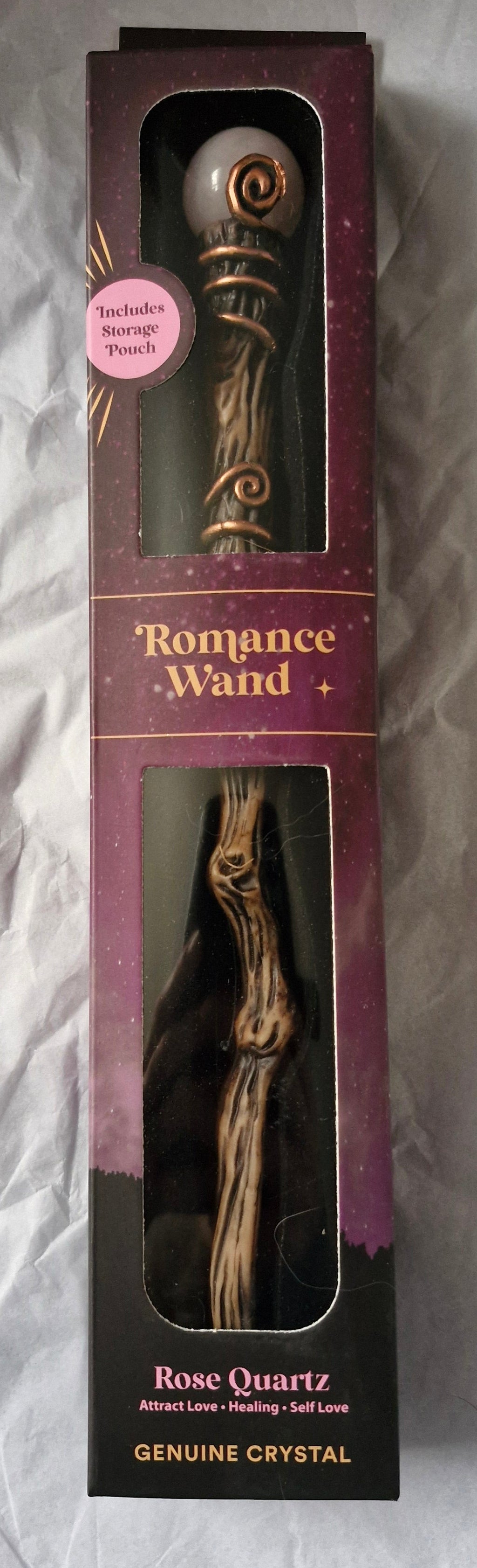 Rose quartz crystal wand