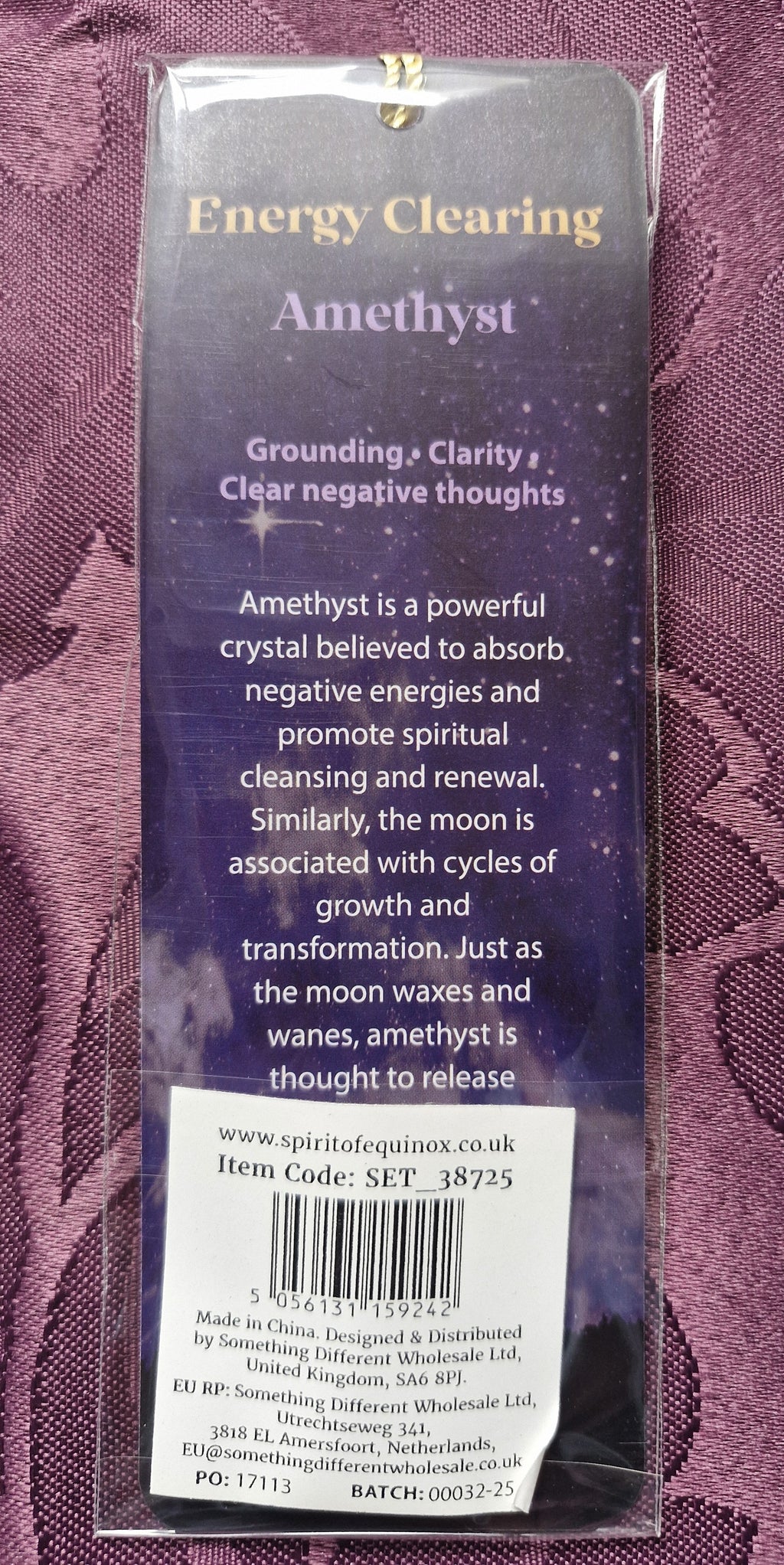 Amethyst crystal bookmark