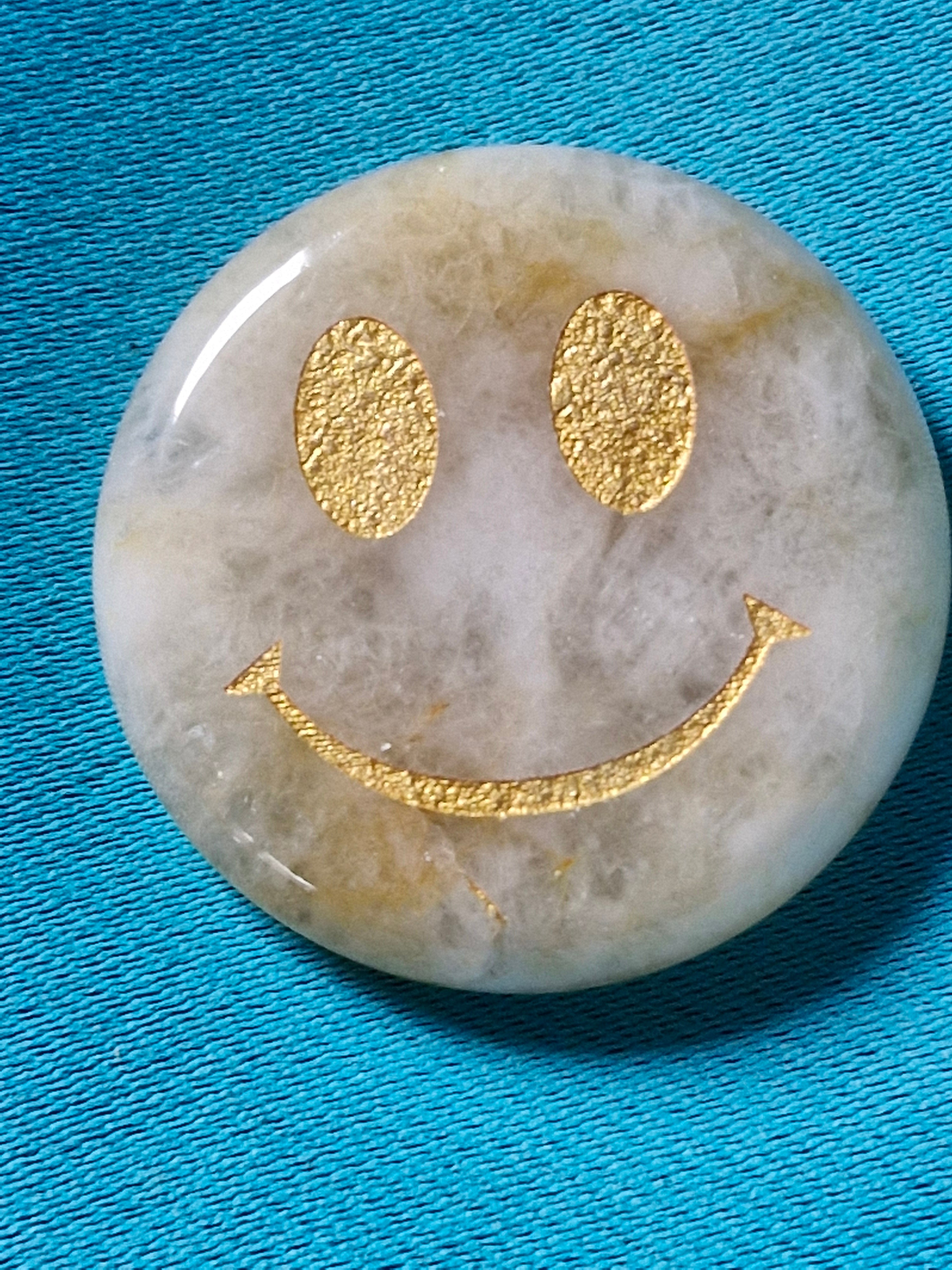 Courageous yellow jade smiley face