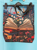 Beautiful book and flowers shopper bag.